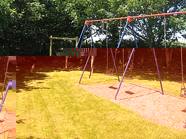 Play area with swings
