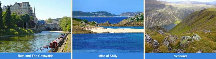 Bath and the Cotswolds, Isles of Scilly and Scotland