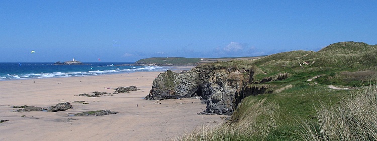 Beautiful Godrevy Beach on St Ives Bay