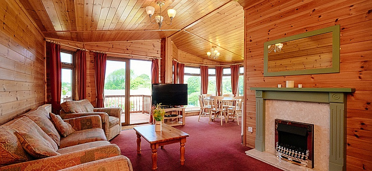 The spacious interior in one of the luxury holiday lodges at Calloose Park