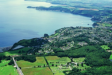 Aerial view of Carlyon Bay Camping Park and surrounding area