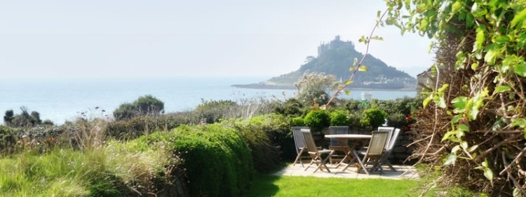 Beautiful view of St Michaels Mount from Trevara garden