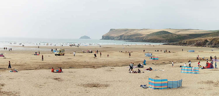 Polzeath is a famous surfing beach on the north coast of Cornwall