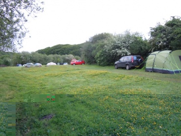 The tent area is on a gently slope offering a choice of pitches