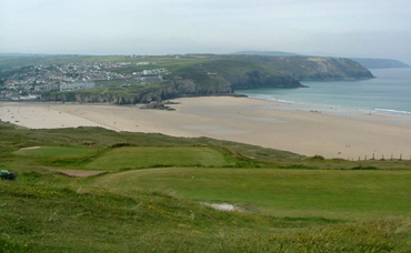 View towards Perranporth and the beach from the golf course