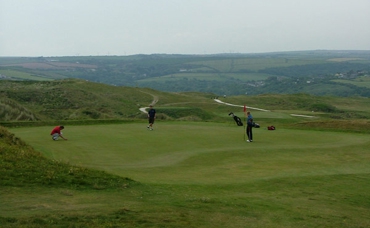 One of the greens on the links course at Perranporth