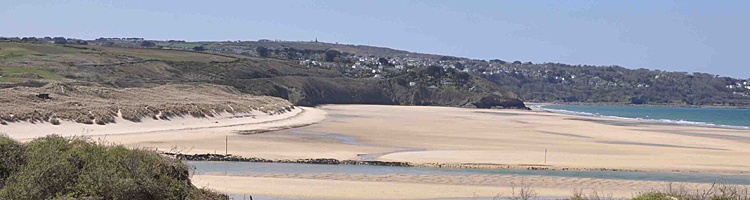 The view from the rear of Gwelmor chalet overlooking Porthkidney Sands and towards Carbis Bay and St Ives