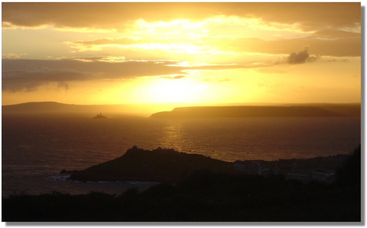 Sunset over the Island and Godrevy Lighthouse