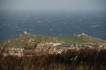 St Ives Island and a winter sea