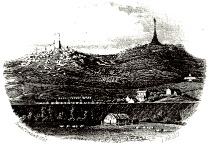 Engraved view of Carn Brea, near Redruth, 1859
