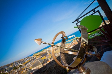Our terrace sundial with views overlooking St Ives