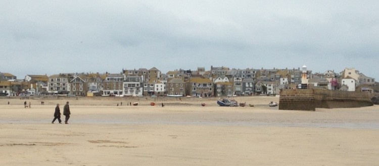 St Ives Harbour when the tide is out